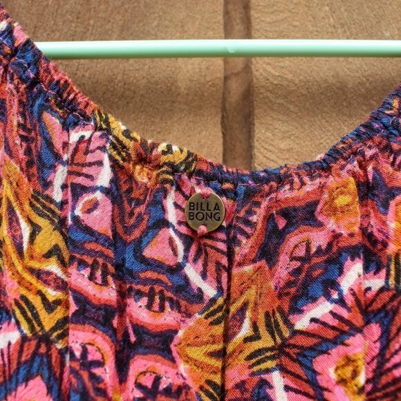 Billabong Mi Amore Off The Shoulder Tribal Printed Crinkle Top Size Small - Picture 8 of 9